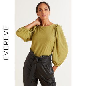 Nation Ltd Women's Cecilia Balloon Sleeve Tee in Olive Size XS